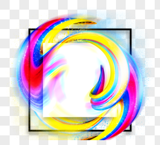 彩色流体抽象3d笔刷线框图片