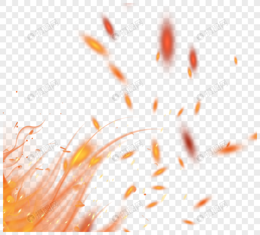 燃烧橙色写实风火花灰烬图片