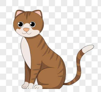 手绘卡通棕色猫咪尾巴图片