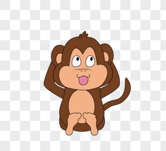 卡通猴子矢量可爱搞笑坐姿插图素材monkey图片