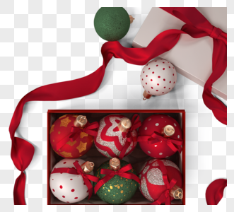 圣诞球礼盒3d元素图片