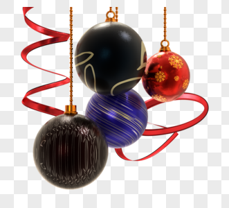 3d圣诞装饰球挂饰丝带图片