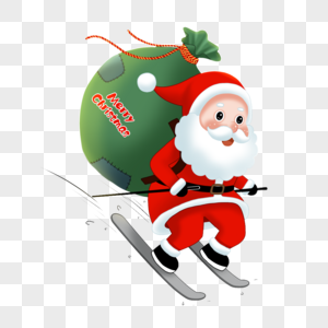 滑雪送礼物的圣诞老人高清图片