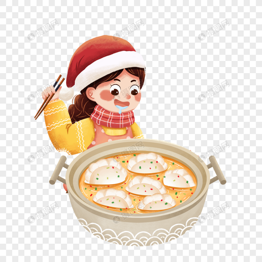 冬至女孩吃饺子图片