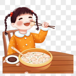 吃饺子的女孩图片