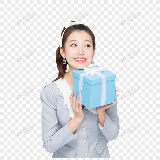 韩系装扮青春少女收礼物盒图片