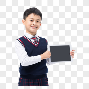 小男孩展示平板电脑图片