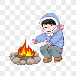 冬季室外烤火取暖高清图片