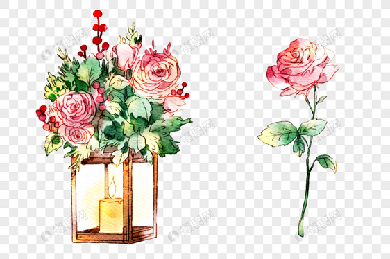 水彩清新玫瑰装饰图片