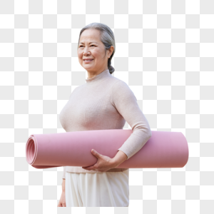 老奶奶晚年生活里抱着瑜伽垫图片