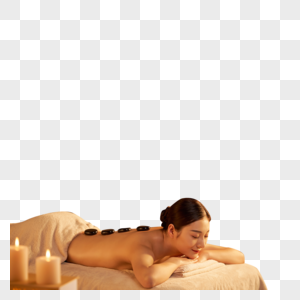 女性spa热石按摩高清图片
