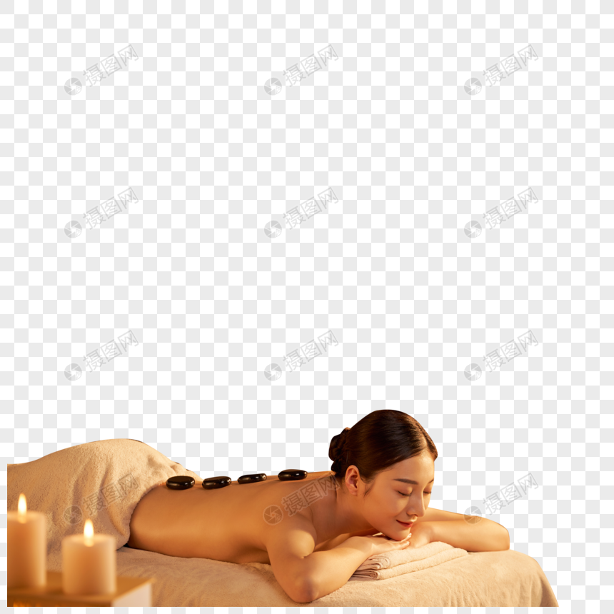 女性spa热石按摩图片