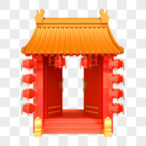 新年装饰 春节中国红门图片