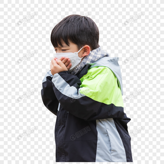 儿童戴口罩流感咳嗽图片