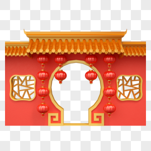 春节新年喜庆吉祥中式拱门灯笼图片