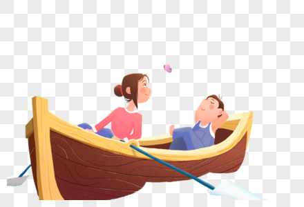 划船的情侣图片