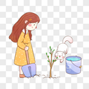 植树节女孩图片