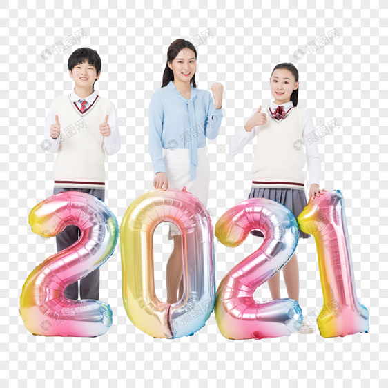 教师与学生欢乐迎接新年图片