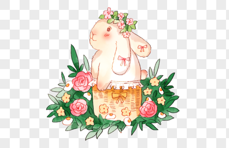 可爱粉色春日兔兔图片