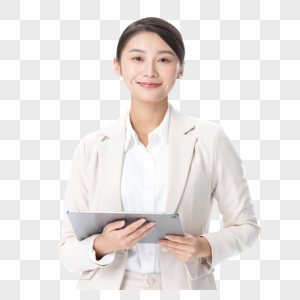 女性商务白领拿平板电脑高清图片