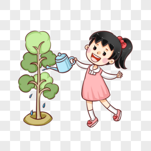 植树节小姑娘种树图片