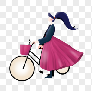 骑自行车踏青的女孩图片