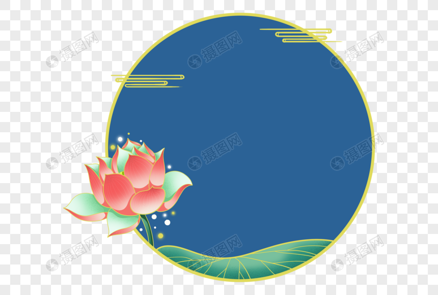 国潮荷花边框