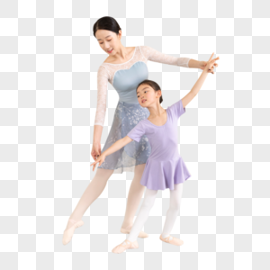舞蹈老师指导小女孩跳芭蕾舞高清图片