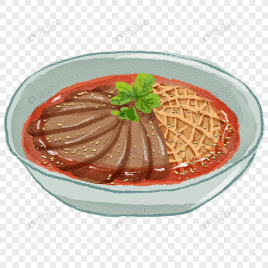 夫妻肺片八大菜系中国菜川菜手绘美食免扣素材