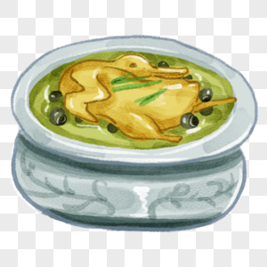 青螺炖鸭徽菜手绘美食图片