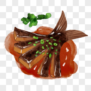 红烧划水徽菜手绘美食图片
