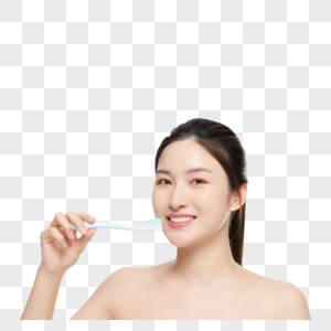 美女刷牙口腔护理牙齿健康图片