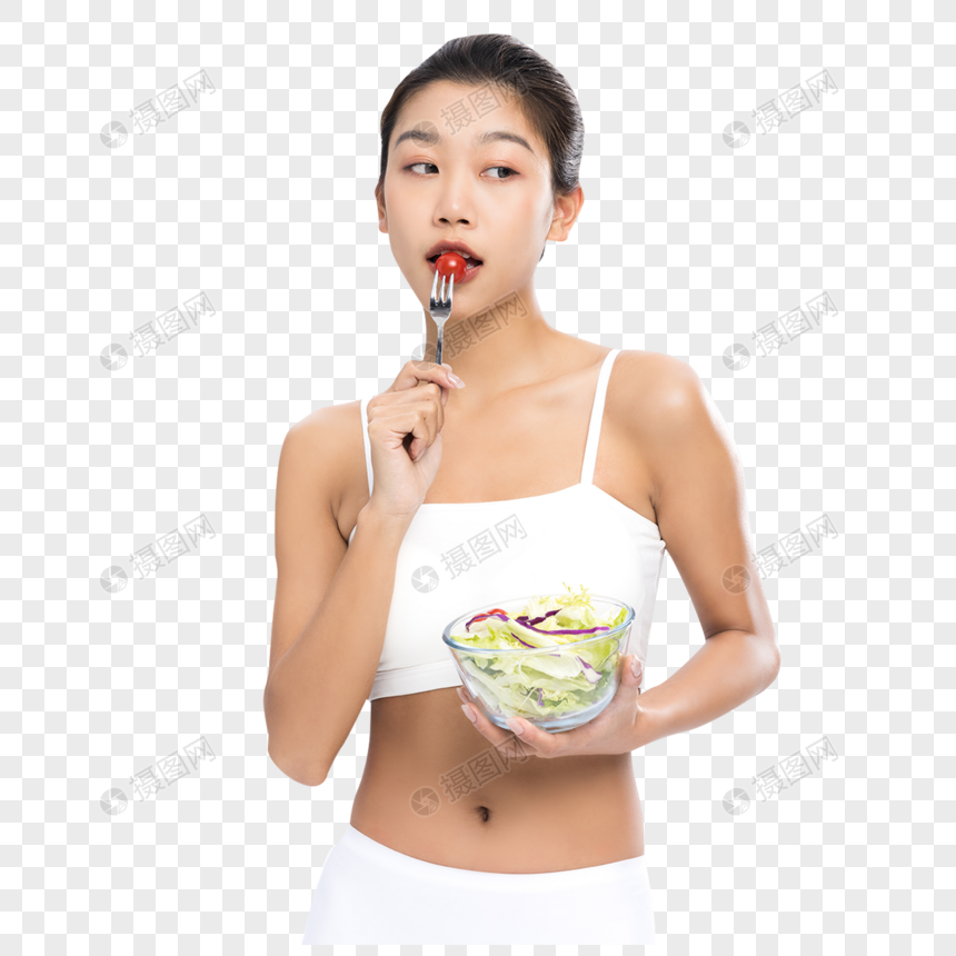 女性健康饮食吃沙拉图片