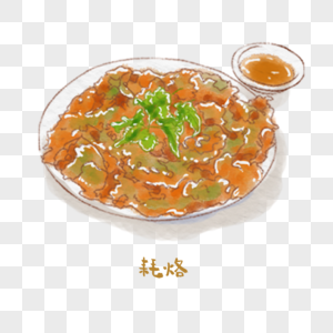 蚝烙粤菜手绘美食图片