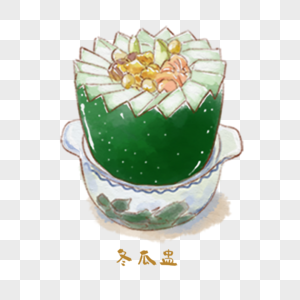 冬瓜盅粤菜手绘美食图片
