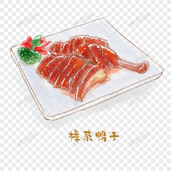 樟茶鸭子川菜手绘美食图片