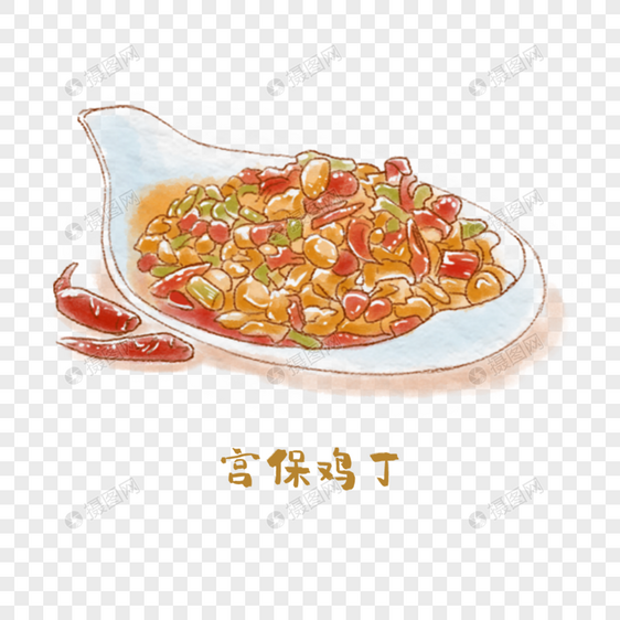 宫保鸡丁川菜手绘美食图片