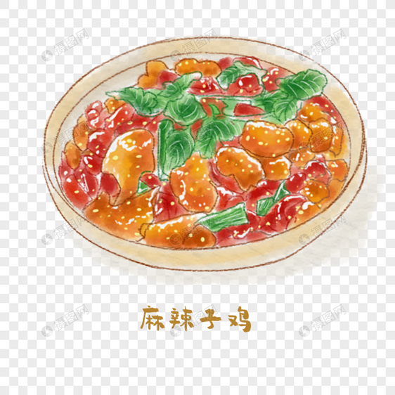 麻辣子鸡湘菜手绘美食图片