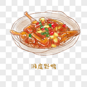 洞庭野鸭湘菜手绘美食图片