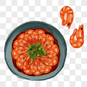 油爆大虾苏菜手绘美食图片