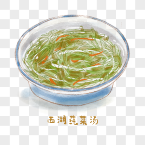 西湖莼菜汤浙菜手绘美食高清图片