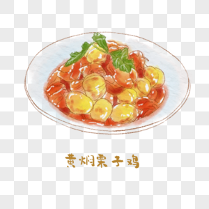 黄焖栗子鸡苏菜手绘美食图片