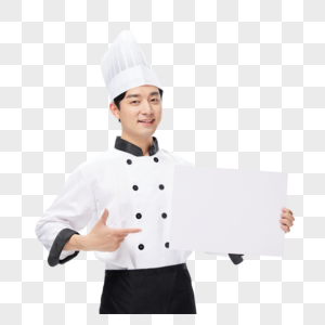 手拿白板的男性厨师图片