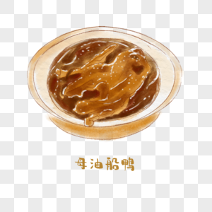 母油船鸭苏菜手绘美食图片