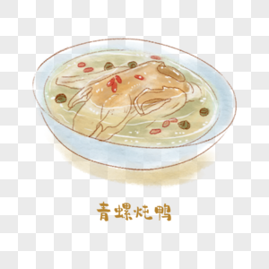 青螺炖鸭徽菜手绘美食图片