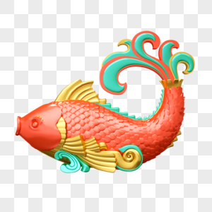 鲤鱼锦鲤国潮三维模型中国风图片