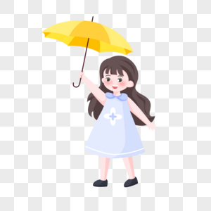 谷雨之手绘卡通撑伞的小女孩图片