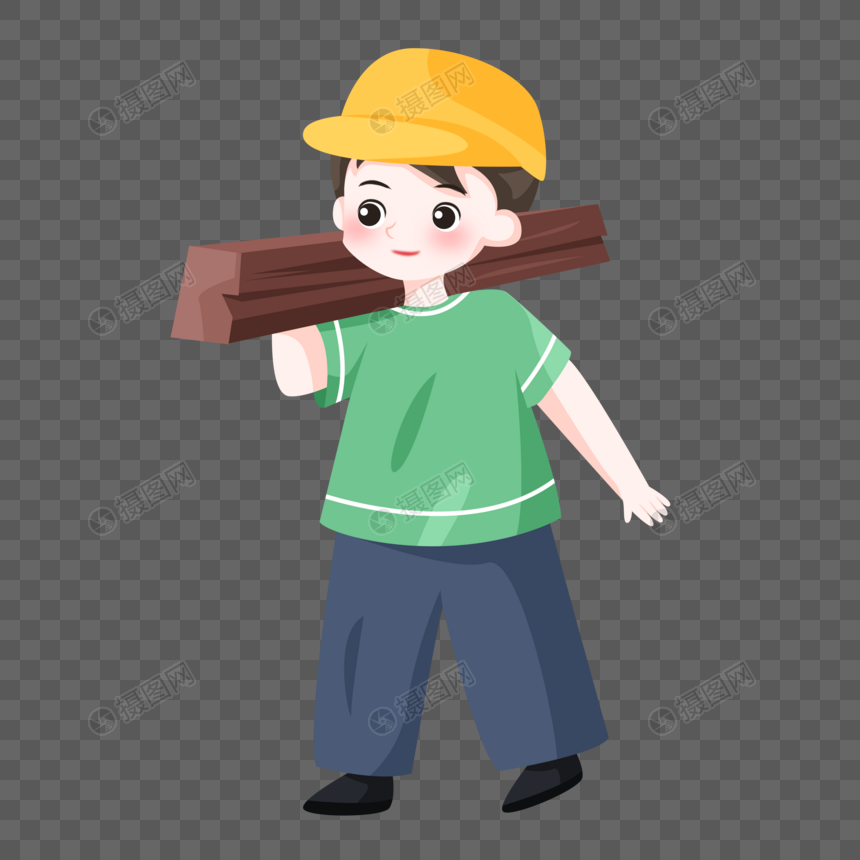 劳动节之扛木头的工人图片