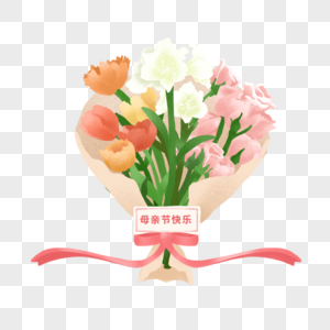 手绘母亲节祝福花束高清图片