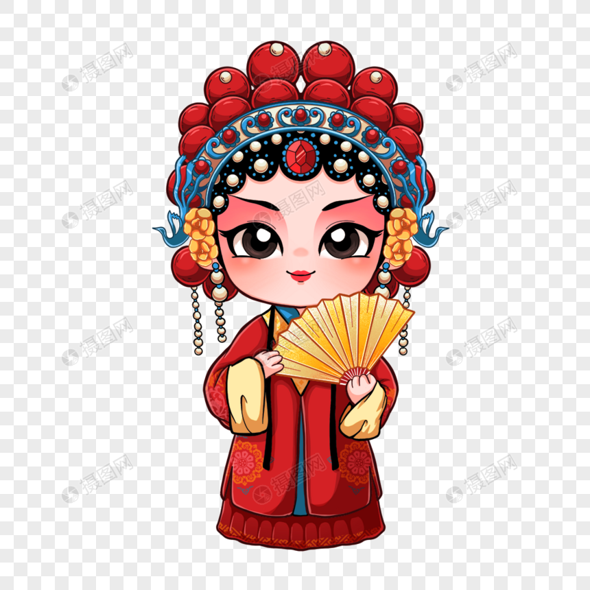 免抠元素 手绘/卡通元素 人文瑰宝 戏剧旦角.png860_860